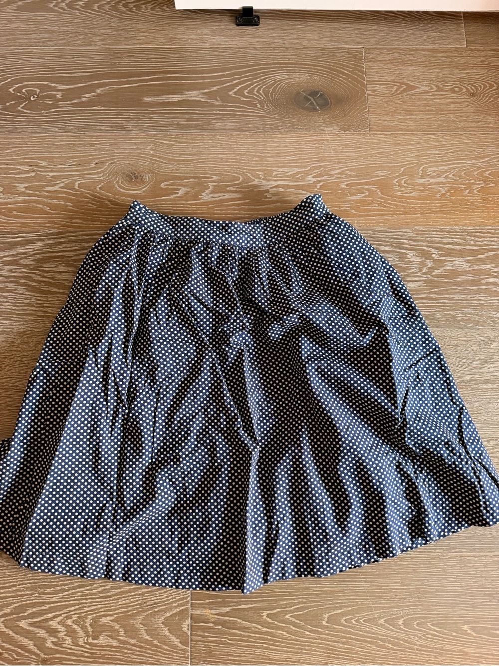 Boden Navy and White Polka Dot A-Line Skirt